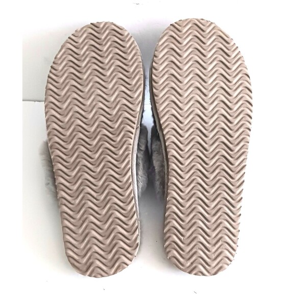 NEW Simply Southern Collection Scuff Slippers Gray Knit Soft Faux Fur 9M - Picture 11 of 13